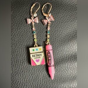 Betsey Johnson Pink and Yellow Crayon Earrings